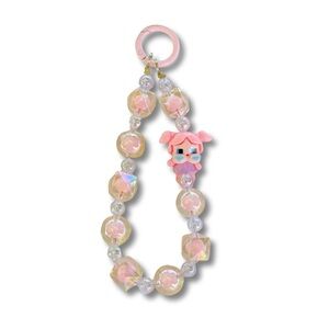 Pop Mart Cry Baby Pink Bag Charm Sparkly Beaded Purse Charm Keychain Accessory